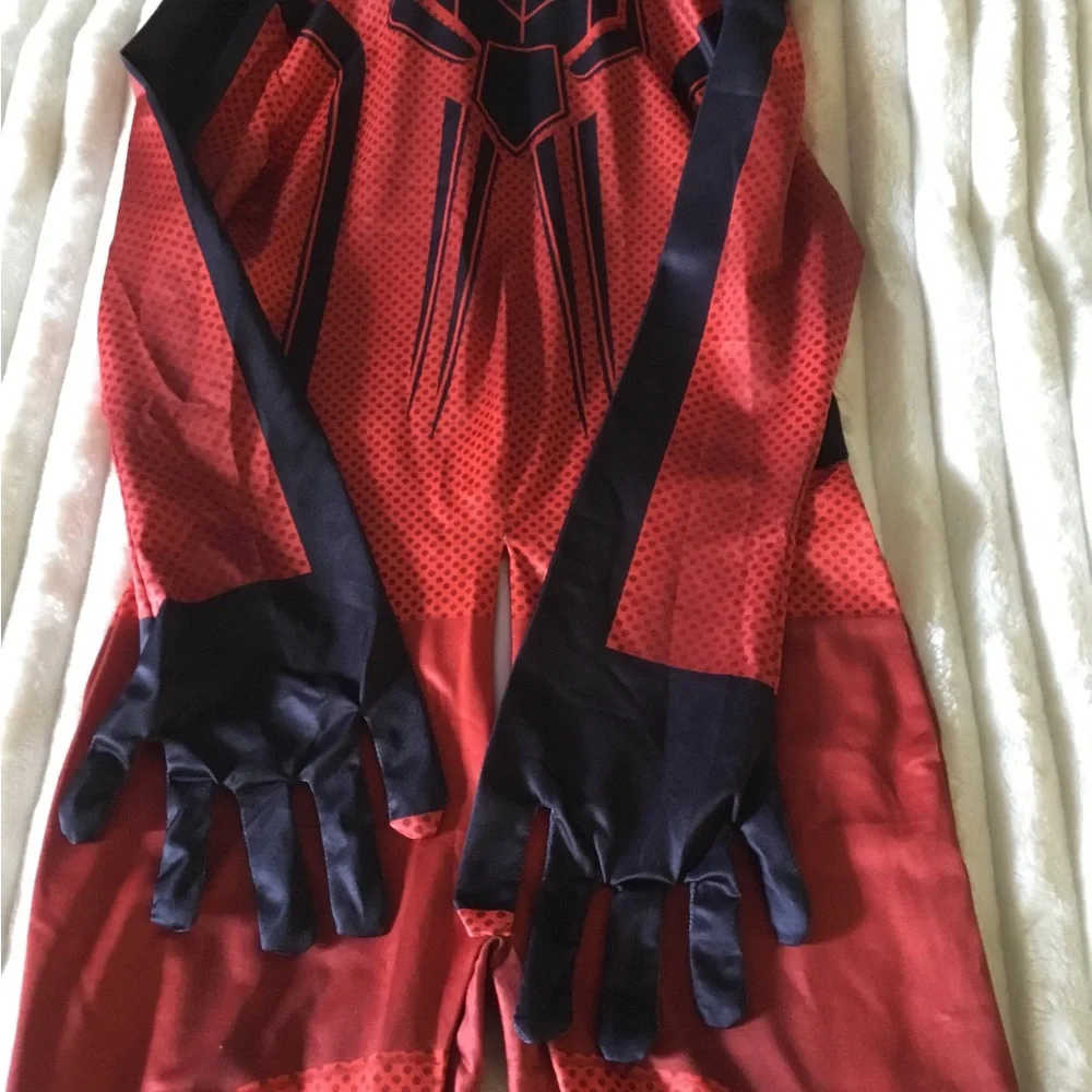Kids Hooded Spider Superhero Costume - Red & Navy